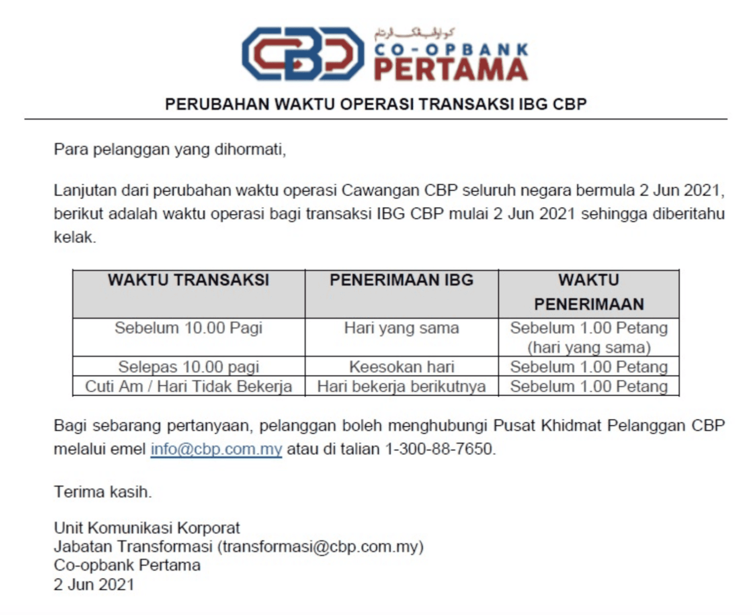 IBG Transfer Co-opbank Pertama 2023